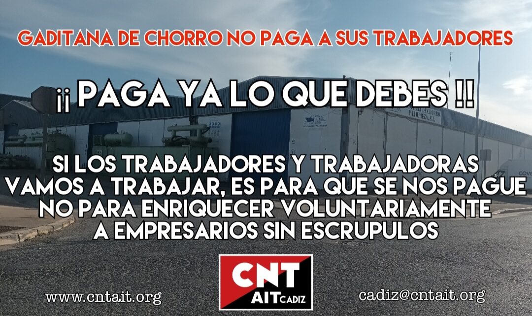Impagos salariales en Gaditana de Chorro y Limpiezas S.L.