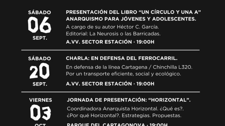 Programación de las jornadas: «Cartagena roja y negra».